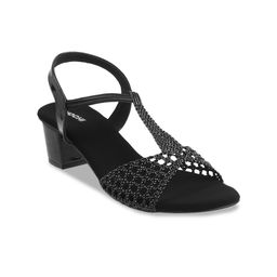 Mochi Women Black Embellished Open Toe Block Heels-52