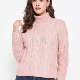 Madame Cable Knit Self Design Turtle Neck Pullover-picture-16