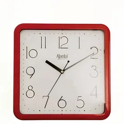 Ajanta Red & White Contemporary Glass Square Wall Clock-picture-48