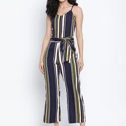DRAAX Fashions Striped Shoulder Straps Waist Tie-Ups Basic Jumpsuit-picture-43