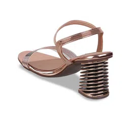 Metro Textured Open Toe Block Heels With Backstrap image 4
