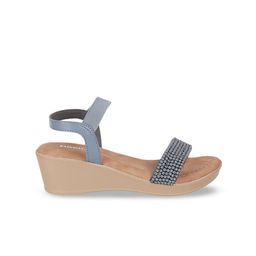 Mochi Embellished Open Toe Wedges With Backstrap image 4