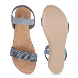 Mochi Embellished Open Toe Wedges With Backstrap image 3