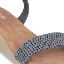 Mochi Embellished Open Toe Wedges With Backstrap image 2