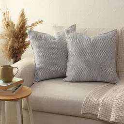 House This Vindhya Blue & White 2 Pieces Checked Cotton Square Cushion Covers-image-61