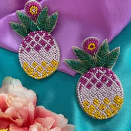 Digital Dress Room Beaded Pineapple Drop Earrings-image-62