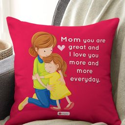 Indigifts Mom You Are Great Printed Pre-Filled Cushion-image-75