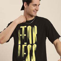 HERE&NOW Typography Printed Drop-Shoulder Sleeves Casual T-shirt-picture-8