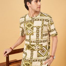 7 Alt by Pantaloons Geometric Printed Relaxed Fit Cotton T-shirt-image-89