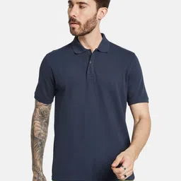 Octave Men Solid Polo Collar T-shirt-image-99