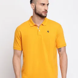 Cantabil Men Mustard Yellow Polo Collar T-shirt-image-92