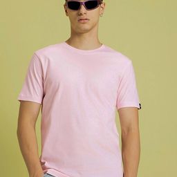 Bewakoof Pink Round Neck Short Sleeves Pure Cotton Regular T-shirt-image-95