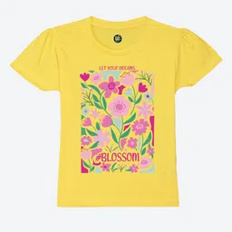 YK Girls Graphic Printed Puff Sleeves Pure Cotton Regular T-shirt-picture-3