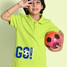 NUSYL Boys Typography Printed Polo Collar Cotton T-shirt-image-74