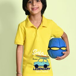 NUSYL Boys Typography Printed Polo Collar Cotton T-shirt-image-34