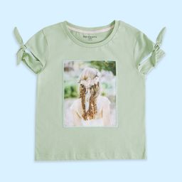 Pantaloons Junior Girls Sea Green Printed Cotton T-shirt-image-34
