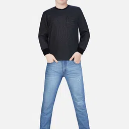Gini and Jony Boys Black Solid Long Sleeve Cotton T-shirt-image-24