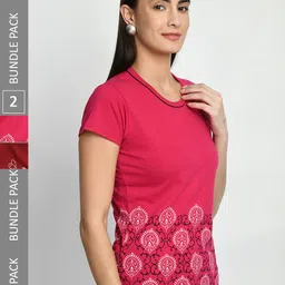 IndiWeaves Pack Of 2 Printed Pure Cotton T-shirt-image-19