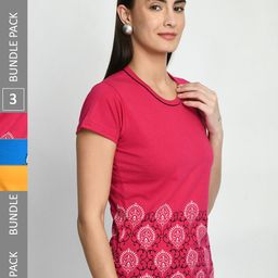 IndiWeaves Pack Of 3 Printed Pure Cotton T-shirt-image-13