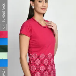IndiWeaves Pack Of 5 Printed Pure Cotton T-shirt-image-50
