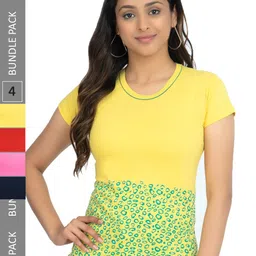 IndiWeaves Pack Of 4 Printed Pure Cotton T-shirt-image-65