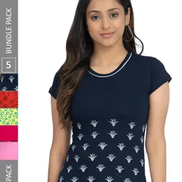 IndiWeaves Pack Of 5 Printed Pure Cotton T-shirt-image-14