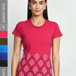 IndiWeaves Pack Of 5 Printed Pure Cotton T-shirt-image-10