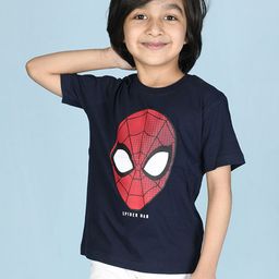 Nap Chief Kids Navy Blue & Red Spider-Man Printed Pure Cotton T-shirt-image-11