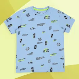 Pepe Jeans Boys Blue Printed Pure Cotton T-shirt-picture-17