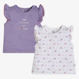Ed-a-Mamma Baby Girls Pack Of 2 Conversational Printed Round Neck T-shirts-picture-15