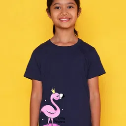 NUSYL Girls Flamingo Printed Round Neck Casual T-shirt-image-34