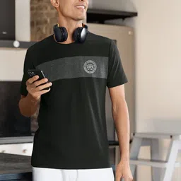 U.S. Polo Assn. Men Black & Grey Colourblocked Round Neck Lounge T-shirt-image-15