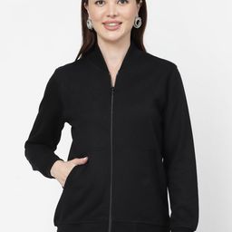 Kalt Women Solid High Neck Sweatshirt-image-29