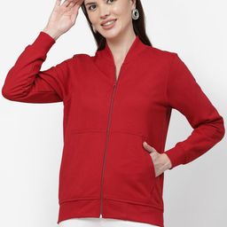 Kalt Women Solid High Neck Sweatshirt-image-41