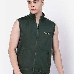 Kalt Mock Collar Sleeveless Zipper Fleece Bomber Jacket-picture-11