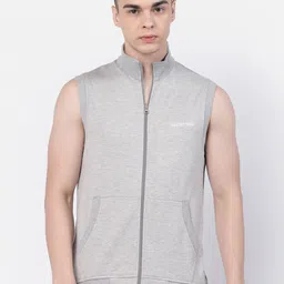 Kalt Mock Collar Sleeveless Zipper Fleece Front-Open Sweatshirt-picture-14