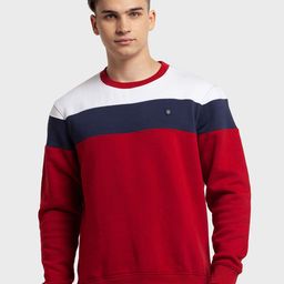 ColorPlus Men Red Colourblocked Sweatshirt-image-50