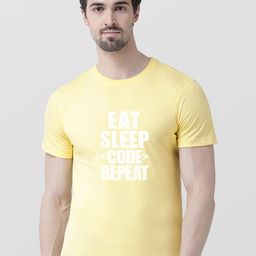 Friskers Men Yellow Typography Printed T-shirt-image-65