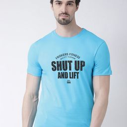 Friskers Men Turquoise Blue Typography Printed T-shirt-image-75