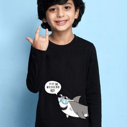 NUSYL Boys Black Printed Cotton T-shirt-image-23