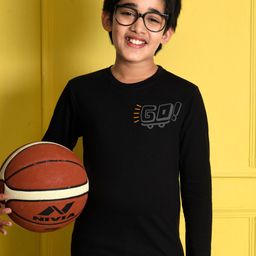 NUSYL Boys Black Printed T-shirt-image-52