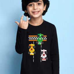 NUSYL Boys Black Printed T-shirt-image-86