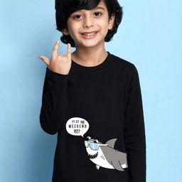 NUSYL Boys Black Printed T-shirt-image-87