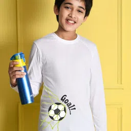 NUSYL Boys White & Black Printed Cotton T-shirt-image-7