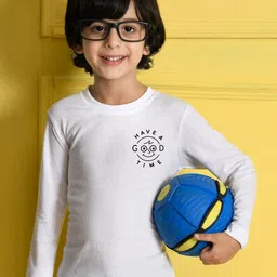 NUSYL Boys Cotton Solid White T-shirt-35