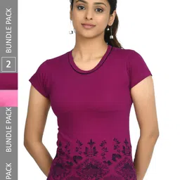 IndiWeaves Pack Of 2 Printed Pure Cotton T-shirts-image-32