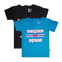 Bodycare Kids Girls Pack of 2 Blue & Black Typography Printed Cotton T-shirt-image-48