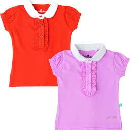 JusCubs Girls Pack Of 2 Peter Pan Collar Solid T-shirts-38