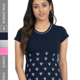 IndiWeaves Pack Of 3 Printed Casual Pure Cotton T-shirts-image-37