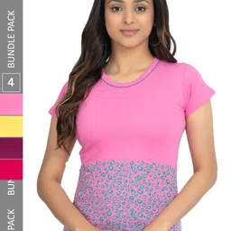 IndiWeaves Pack Of 4 Printed Pure Cotton T-shirt-image-28